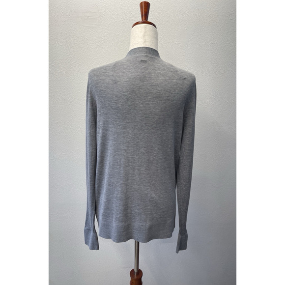 COS Cardigan Sweater Womens Size M Grey Silk Cotton Boyfriend Knit Minimalist - Picture 2 of 7